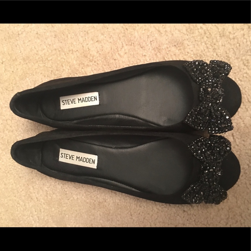 Steve Madden Karisma Glitter Bow Flat - Size 6.5